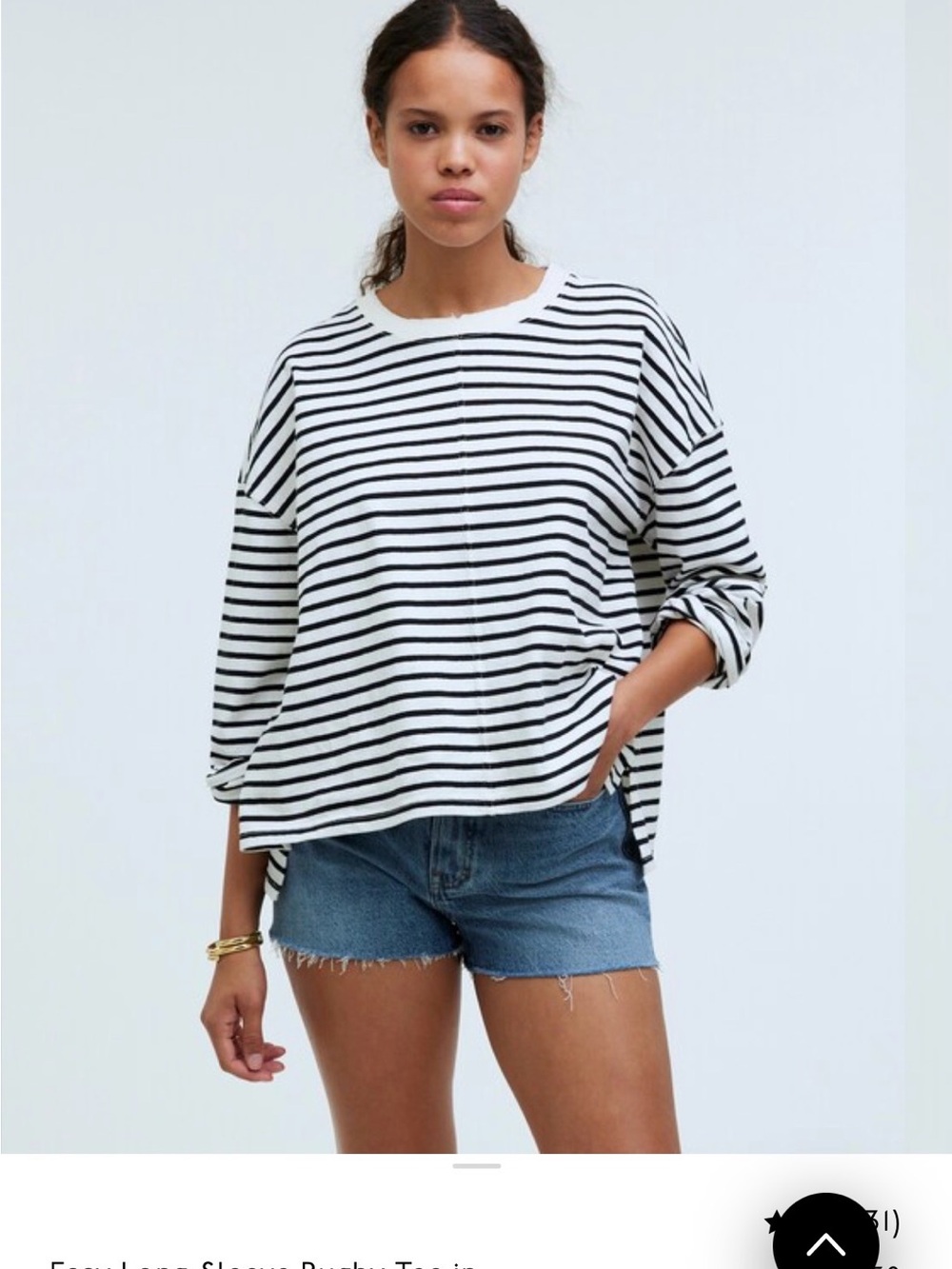 Madewell Easy Rugby Striped Long Sleeve Cotton Top - Black & White